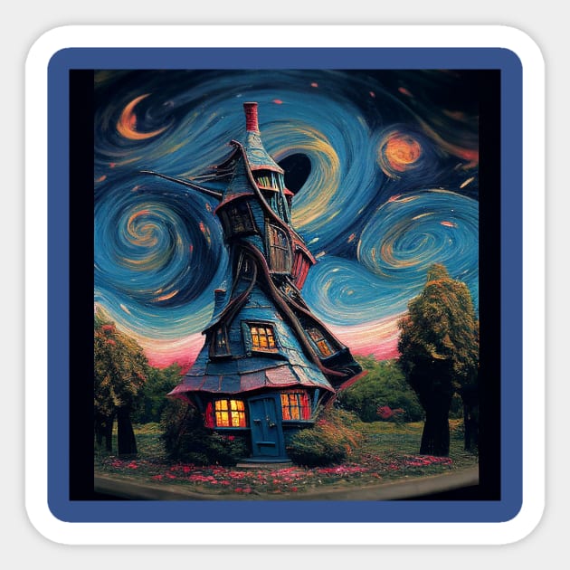 Starry Night Over The Burrow Sticker by Grassroots Green